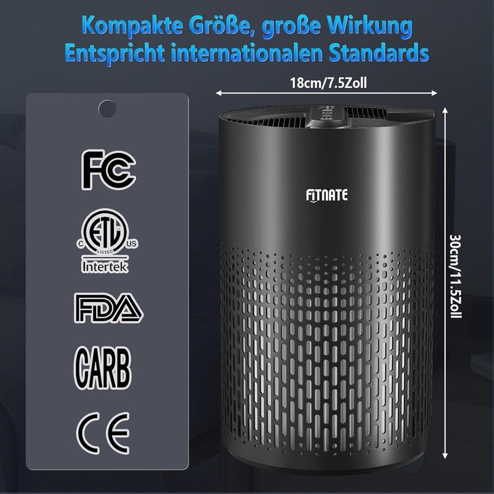 Luftreiniger für Zuhause mit ätherischem Öl Diffusor, FITNATE HEPA Filter, Luftreiniger für grosse R