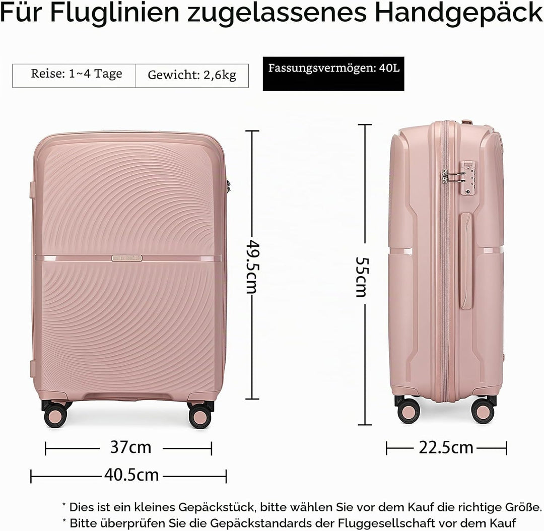 British Traveller Koffer Trolleys Hartschalenkoffer 55 * 40.5 * 22.5cm Handgepäck Koffer 100% PP Rei