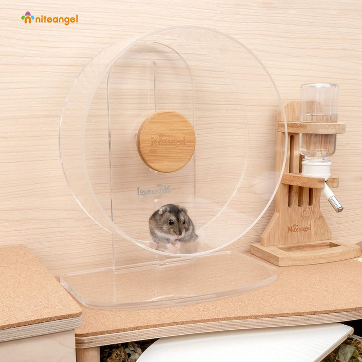 Niteangel Leises Hamsterrad - Geräuscharmes Spinning Acryl Hamsterrad mit Doppel-Lagerung für Hamste