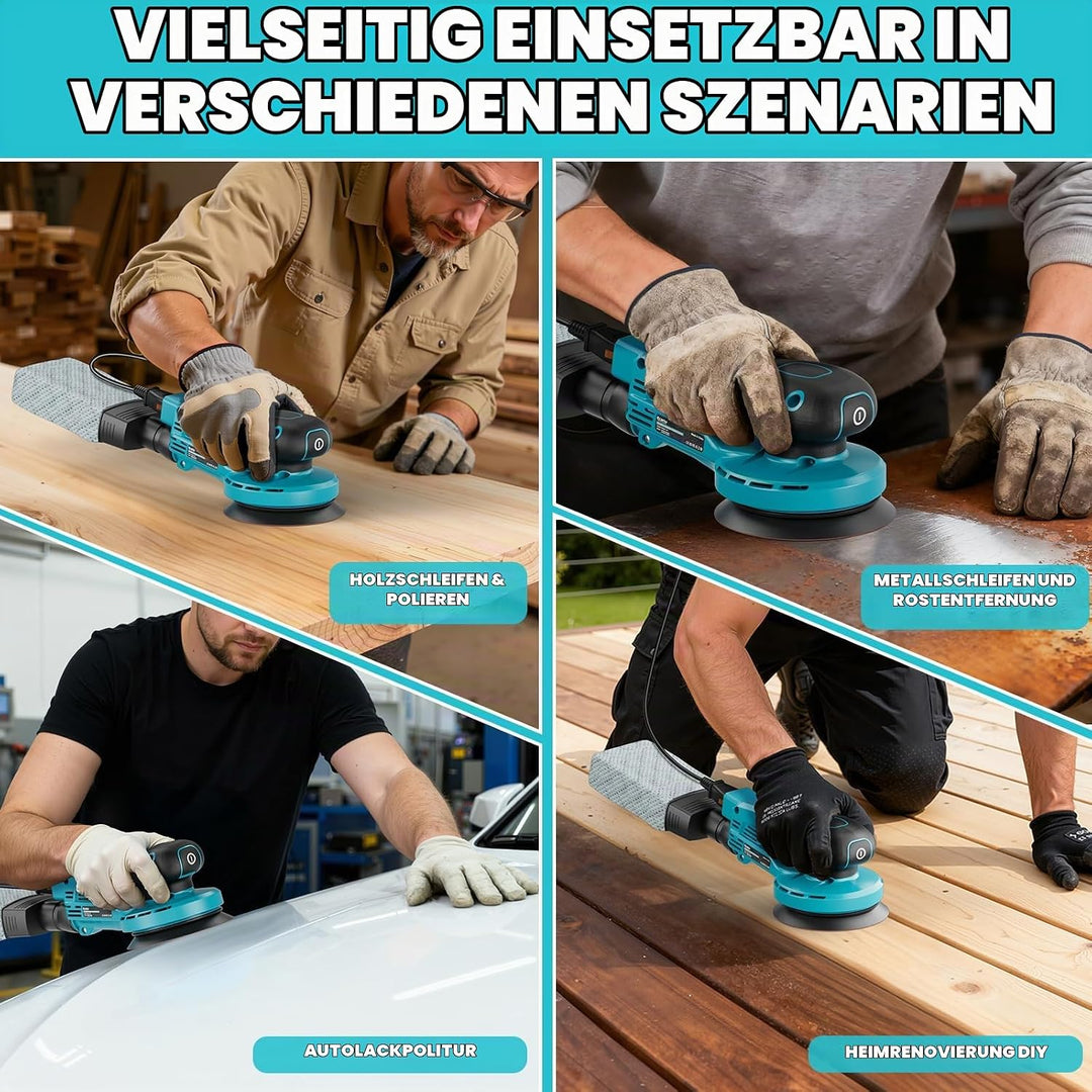 Ecarke 125mm Akku-Exzenterschleifer für Makita 18V-Akkus, bürstenloser Motor, 15.000 U/min, 6-stufig