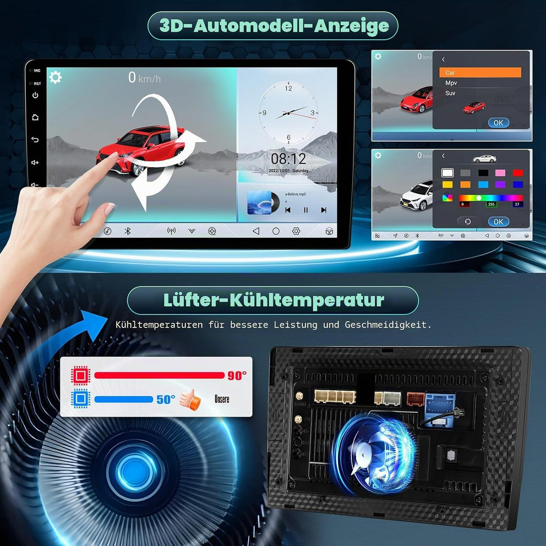 CAMECHO 8-Kern Android 15 Qualcomm 4+64G Autoradio für Ford Fiesta Focus Transit Connect Kuga Mondeo