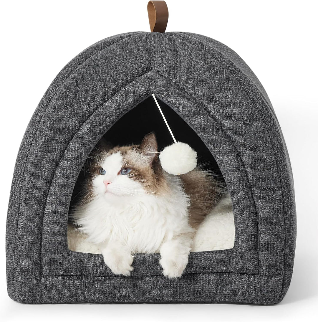 BEDSURE Katzenbett grosse Katzen Katzenhöhle- 40x40x40 cm Katzenhaus Indoor mit abnehmbarem Sherpa K