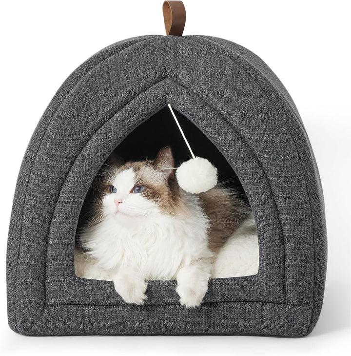 BEDSURE Katzenbett grosse Katzen Katzenhöhle- 40x40x40 cm Katzenhaus Indoor mit abnehmbarem Sherpa K