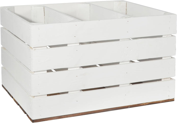 CHICCIE 3 Set Holzkiste Grete Weiss Geflammt 50x40x30cm - 2x Kurzes Regal Weinkiste 2x Kurzes Weisse