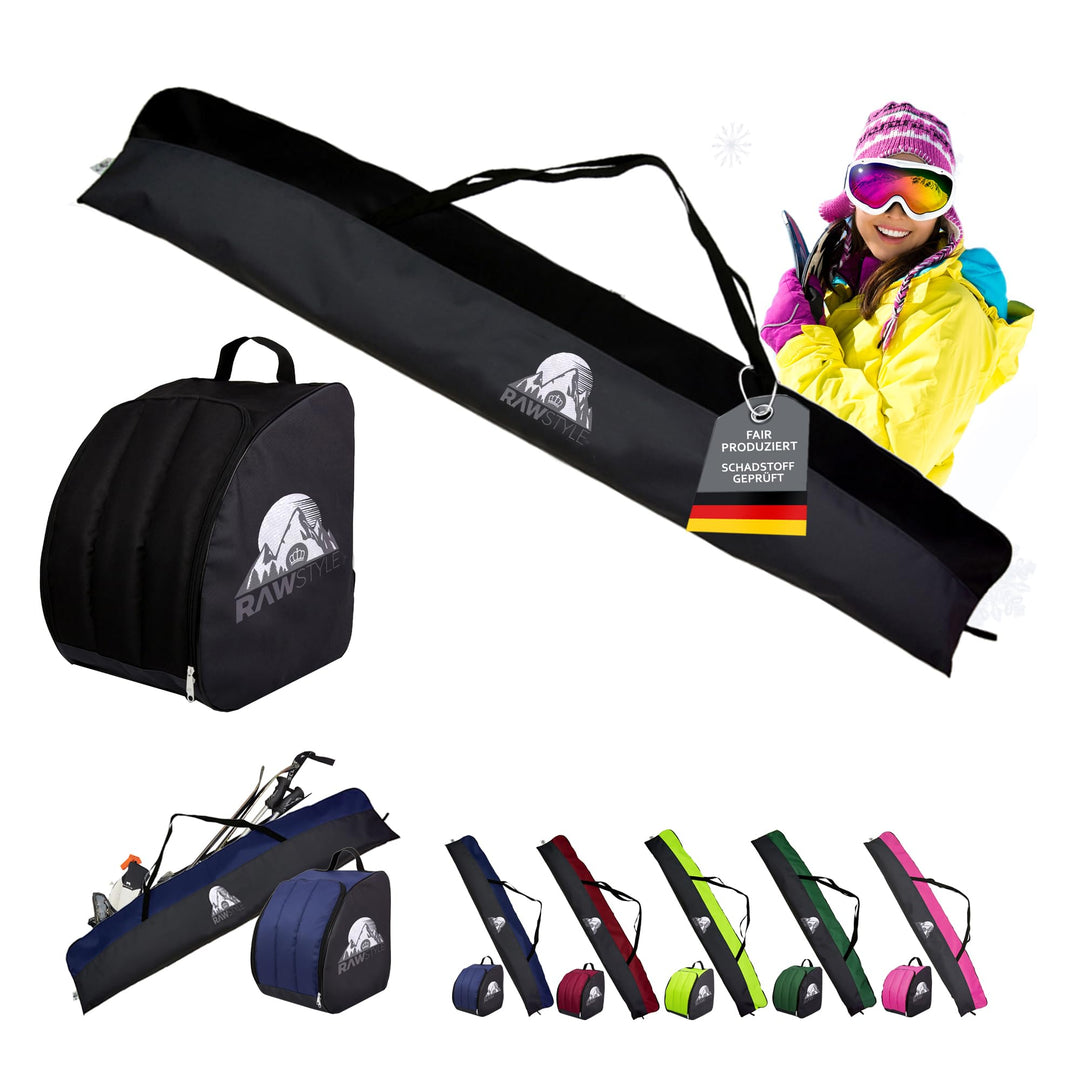 Rawstyle Skitasche Ski-Schuh-Tasche Set SKI-Tasche 160cm oder 180cm wasserdicht Ski Bag Ski Cover Wi