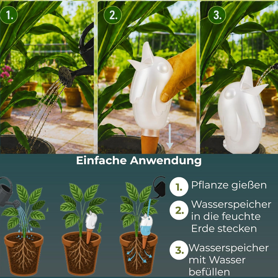 Scheurich Wasserspeicher Bördy XL | 2X Weiss | 620ml Füllmenge | Bewässerungskugel klein mit Ton Fus