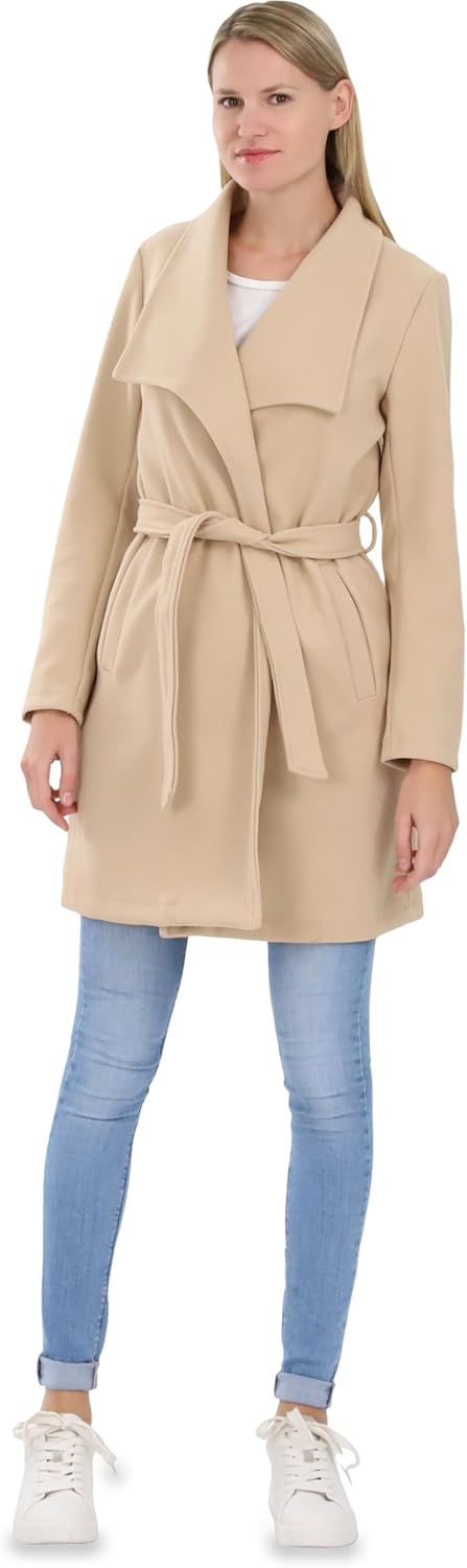 malito – Damen Trenchcoat einfarbig mit Gürtel & Taschen – klassischer Mantel für Herbst & Winter –