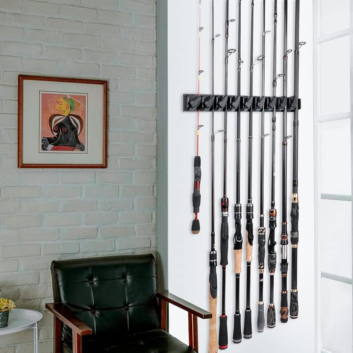 PLUSINNO Vertikaler Angelrutenhalter, Wandmontage, Angelrutenhalter für bis zu 18 Ruten oder Kombina