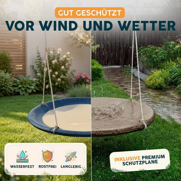 Nestschaukel Outdoor - [inkl. Abdeckhaube] - TÜV/GS geprüft - Höhenverstellbare Schaukel Outdoor und