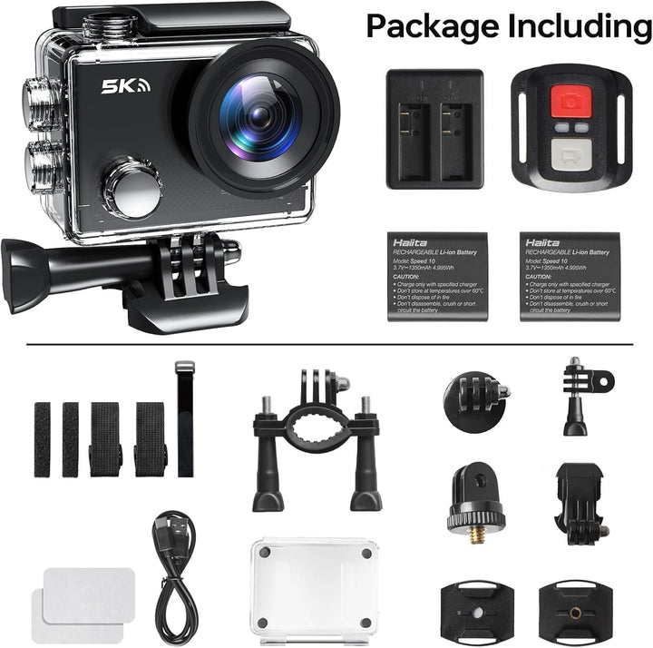 Action Cam, 5K30FPS 30MP Action Cam 40M Unterwasserkamera wasserdichte WiFi 170° Ultra-Weitwinkel EI