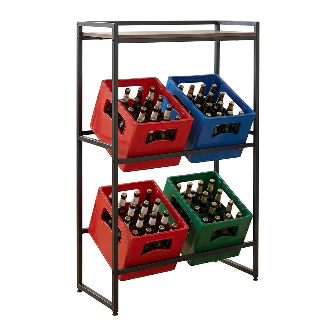 Relaxdays Getränkekistenregal, 4 Kisten, HxBxT: 117 x 74 x 32 cm, Ablage, Industrial Getränkekistenh