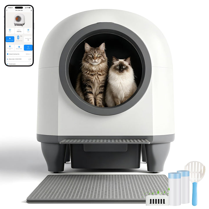 Devoko katzenklo selbstreinigend, 90L selbstreinigende katzentoilette mit niedrigem Einstieg/grossem