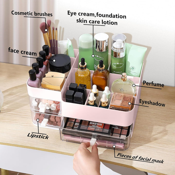 Lacuasmall Make Up Organizer Kosmetik Aufbewahrungsbox mit Schubladen, Schminktisch Organizer für Wa