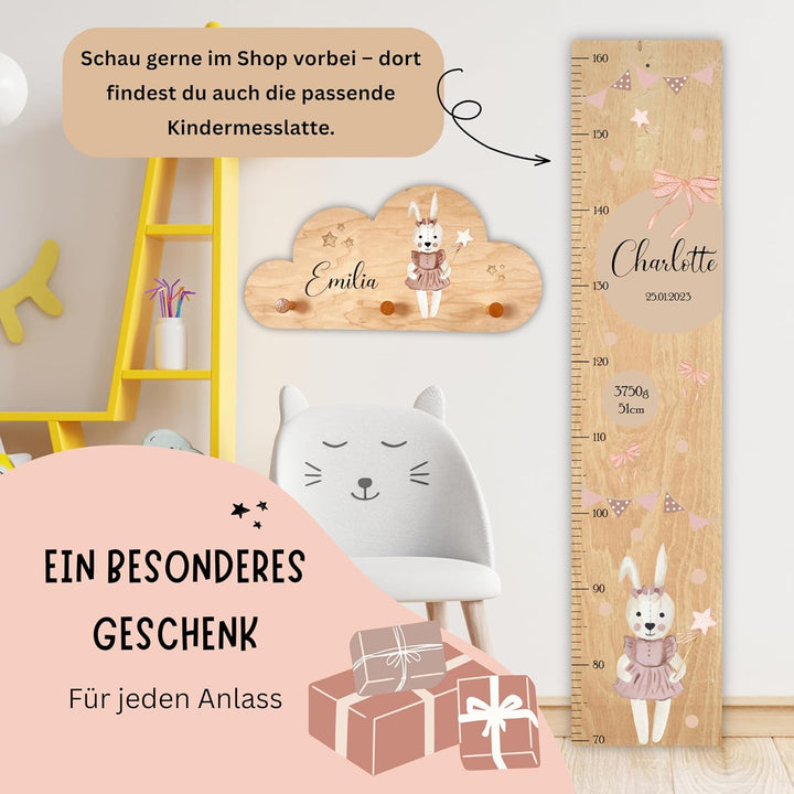 EmiliaLotte Kindergarderobe Personalisiert mit Wunschname I Garderobe Kinder aus Holz - Verschiedene