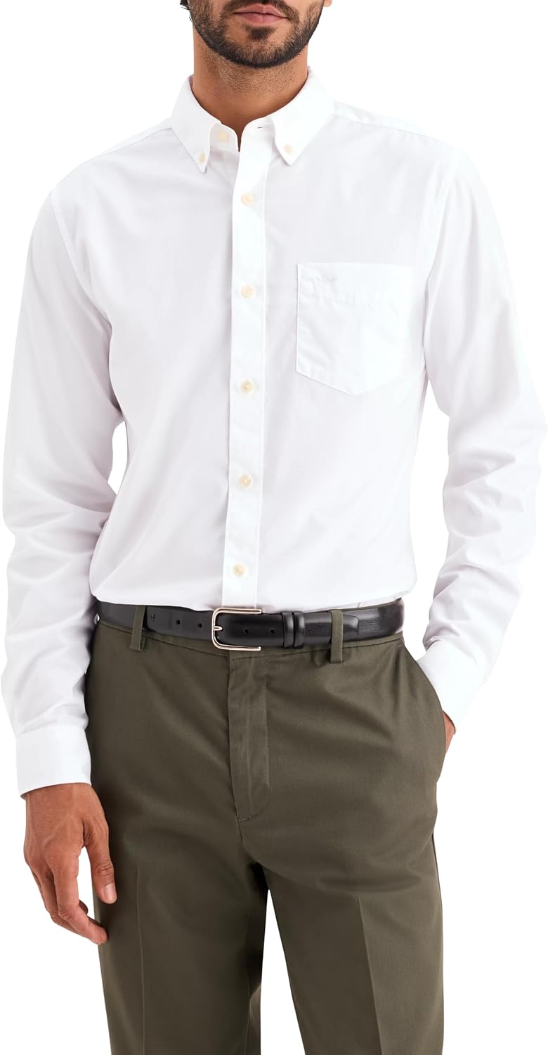 Dockers Herren Signature Stain Def Slim Shirt (1er Pack) L Lucent White, L Lucent White