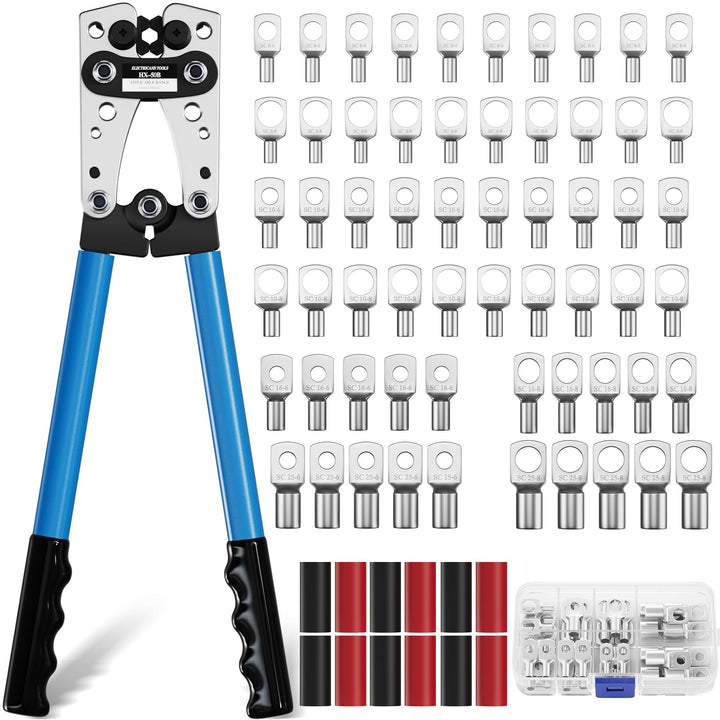Crimpzange Kabelschuhe Set,Gross Crimpwerkzeug,Hochleistungs-Crimper für Kabelschuhe,Rohrkabelschuh