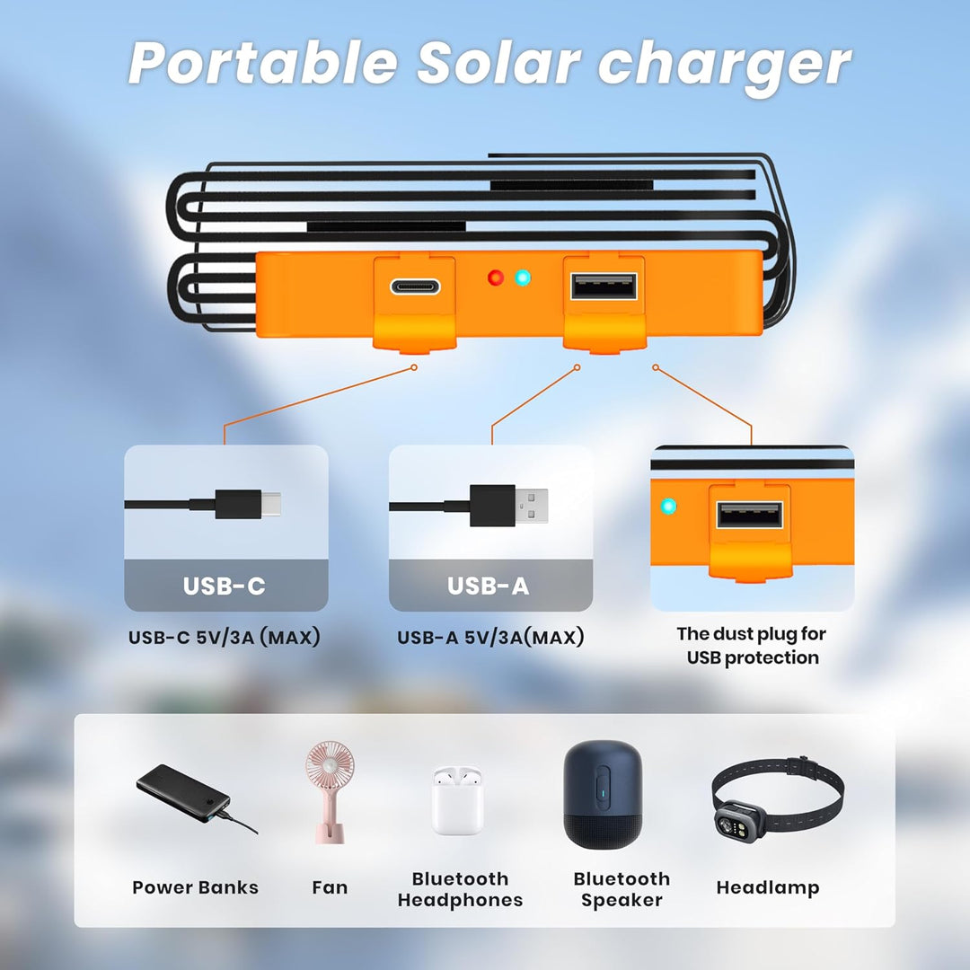 Flexsolar 25W Mini Faltbares Solarpanel im Taschenformat,Wasserdichter E-Film Tragbares Solarladeger