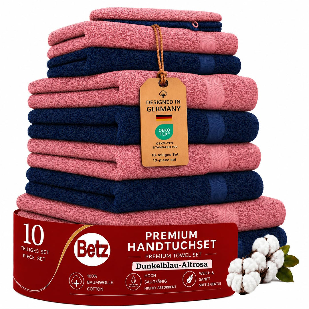 Betz 10-TLG. Handtuch-Set Premium 100% Baumwolle 2 Duschtücher 4 Handtücher 2 Gästetücher 2 Waschhan