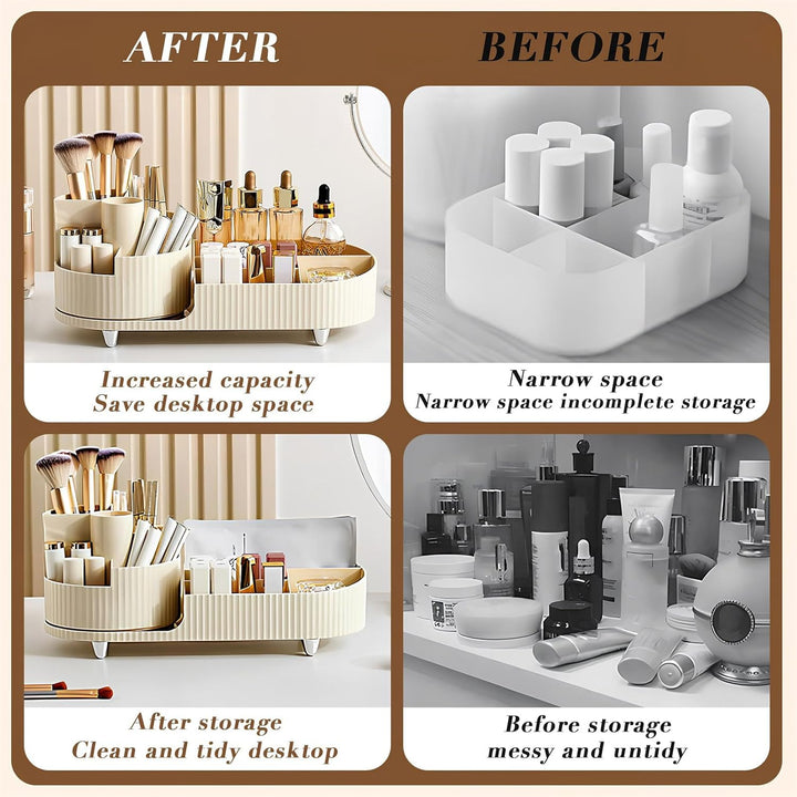 Cinnani Make Up Kosmetik Organizer, 360° Drehbarer Beauty Organizer, Multifunktionale Kosmetikaufbew