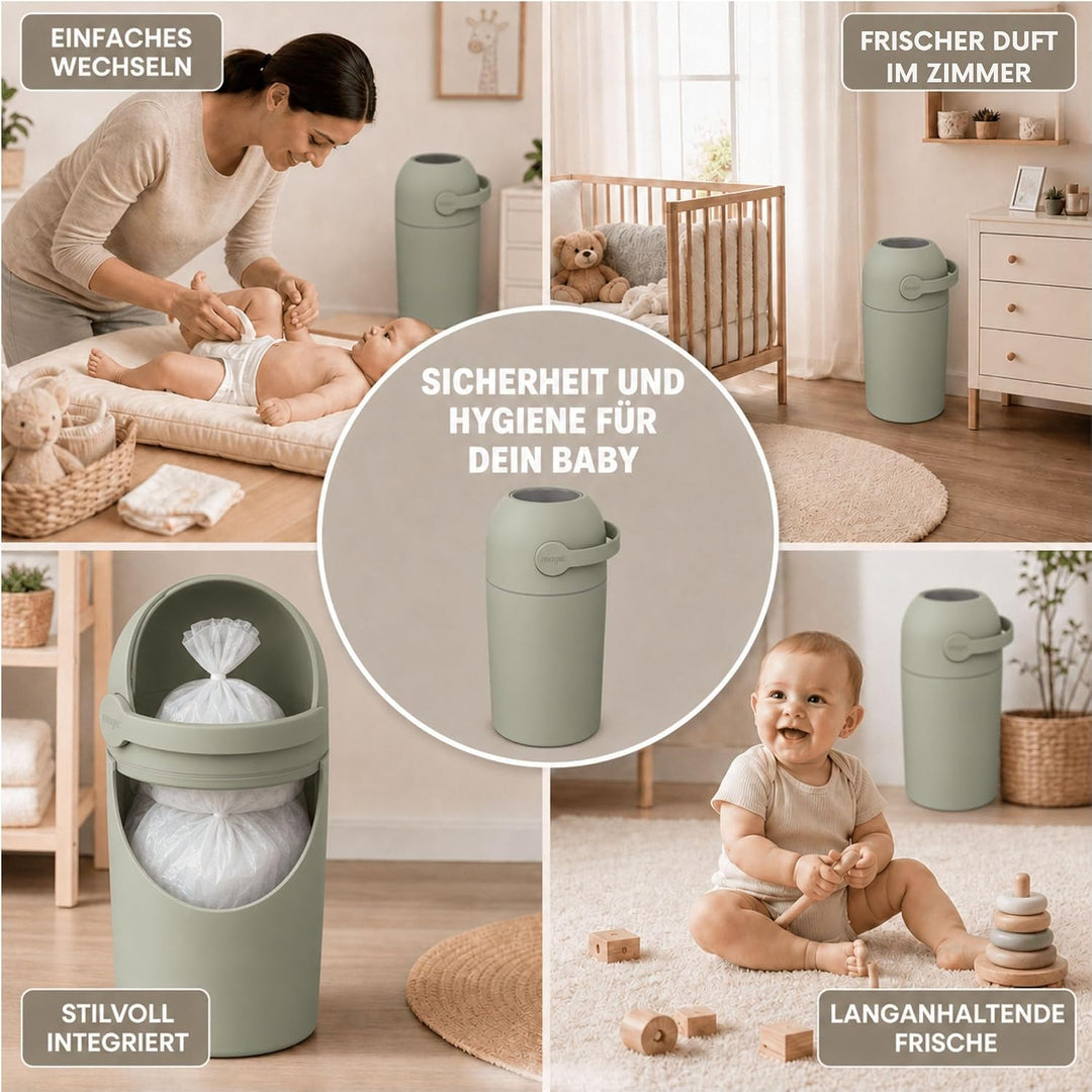Set Magic Windeleimer Majestic &amp; Windel Blaubär | Diaper Keeper 12L mit Geruchsstop-System | bis zu