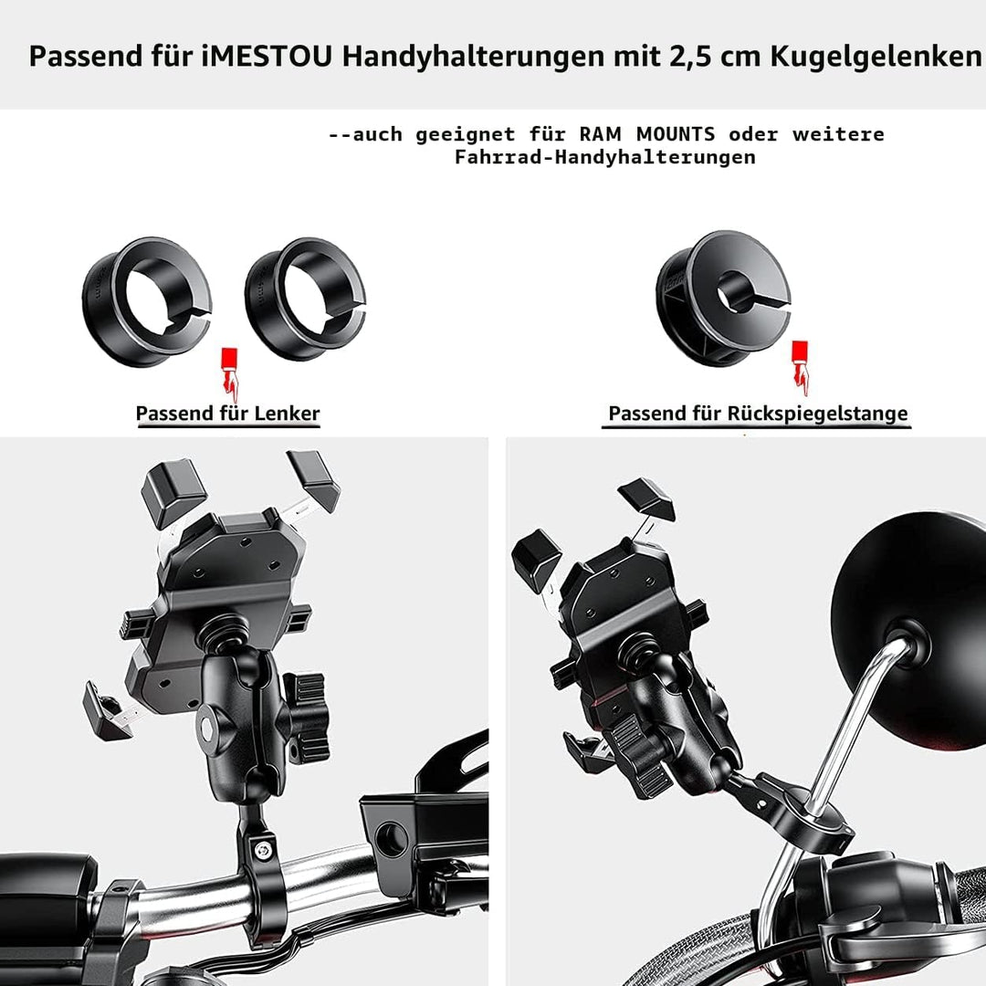 iMESTOU 2 x Aluminium-Kugelbasis für Lenkerhalterungen, Kugeladapter passend für RAM-Handyhalterunge