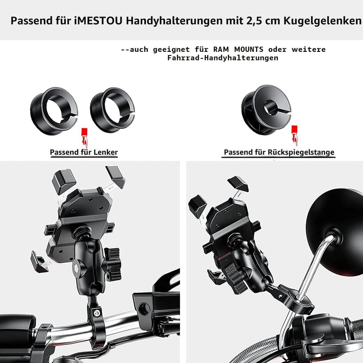 iMESTOU 2 x Aluminium-Kugelbasis für Lenkerhalterungen, Kugeladapter passend für RAM-Handyhalterunge