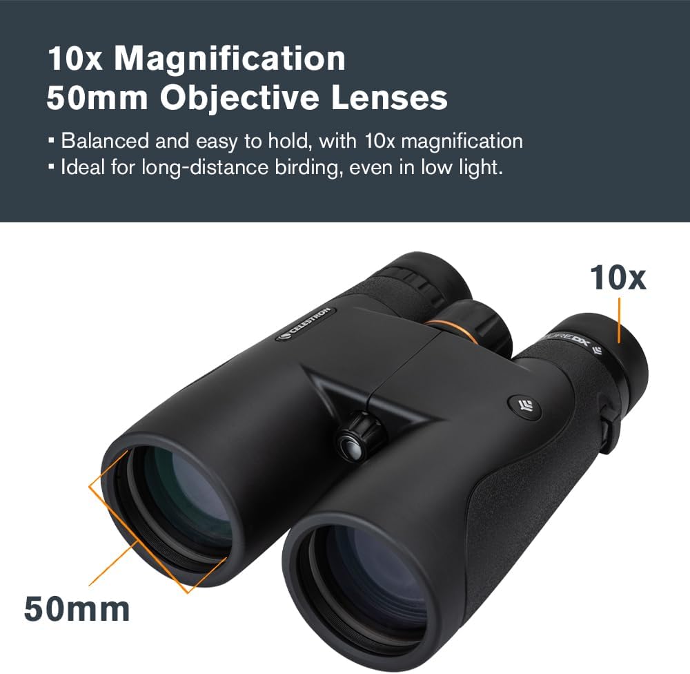 Celestron 72325 Nature DX 10x50 Fernglas für Natur- und Vogelbeobachtungen, vollvergüter mit BaK-4-P