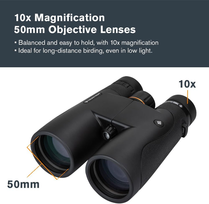 Celestron 72325 Nature DX 10x50 Fernglas für Natur- und Vogelbeobachtungen, vollvergüter mit BaK-4-P