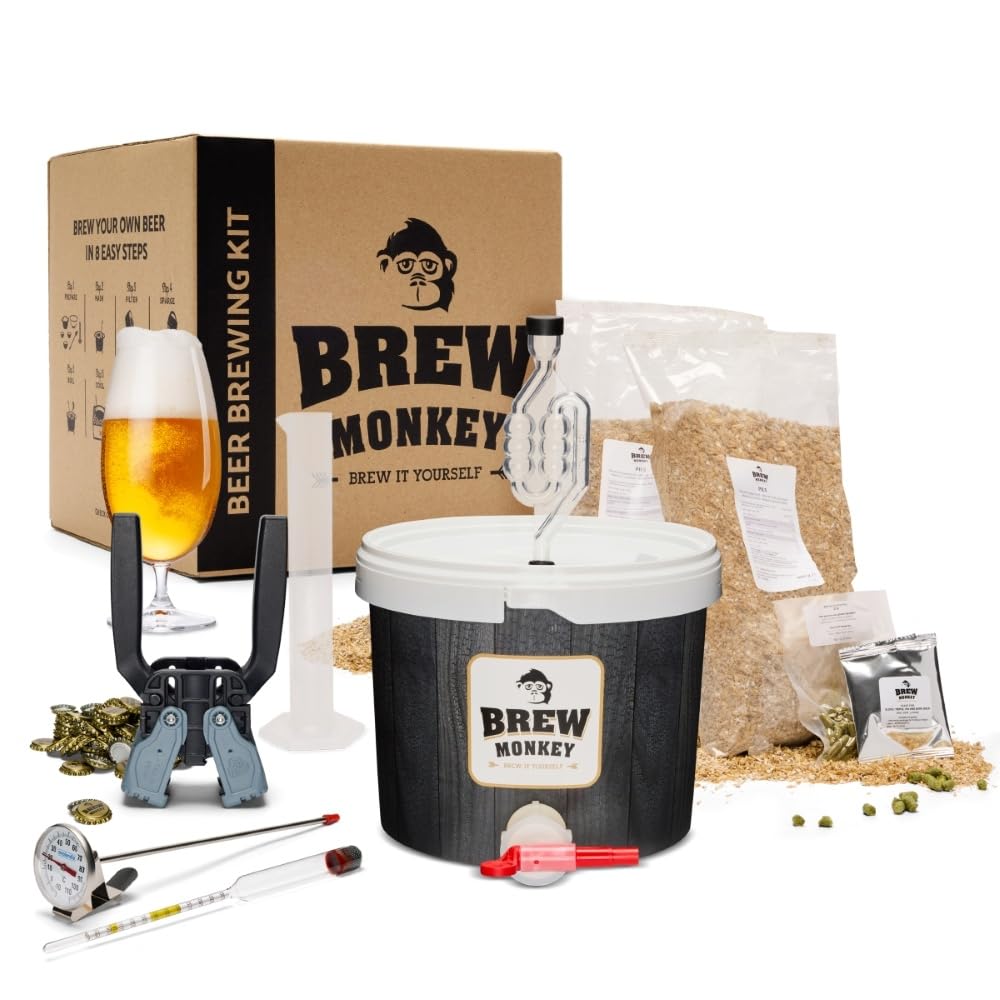 Brew Monkey® Bierbrauset Helles | Komplett Set 5 Liter Bier | 6,4% Vol | Bier Brauen Set | Männerges