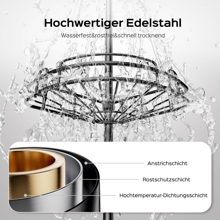 HAMITOR Teleskop Ecke-Duschablage ohne Bohren: Stabil & rutschfest Metall Teleskopregal, Badewannen-