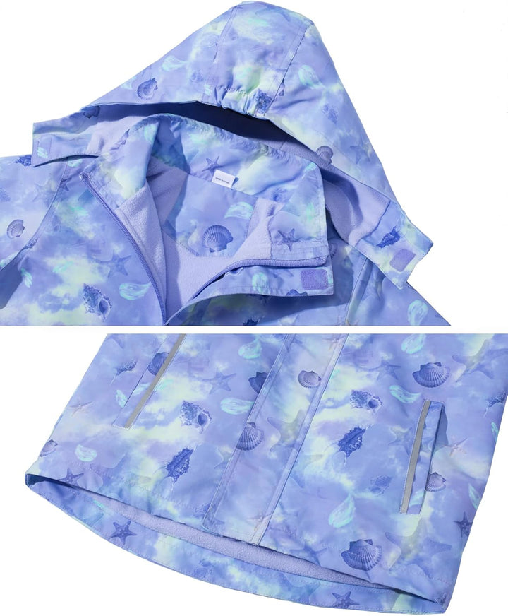 CAMLAKEE Softshelljacke Mädchen Regenjacke Kinder Wasserdicht Jacke Gradient Windjacke 120 Lila, 120
