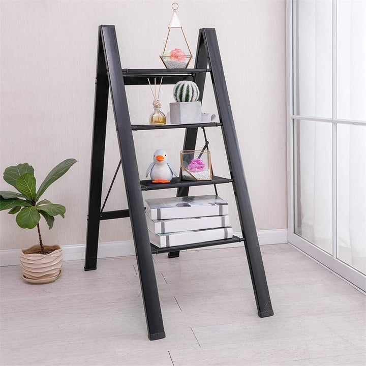 BAOYOUNI Trittleiter, Leicht, Klapptrittleiter, Aluminium Sicherheits Stehleiter, mit rutschfeste Br