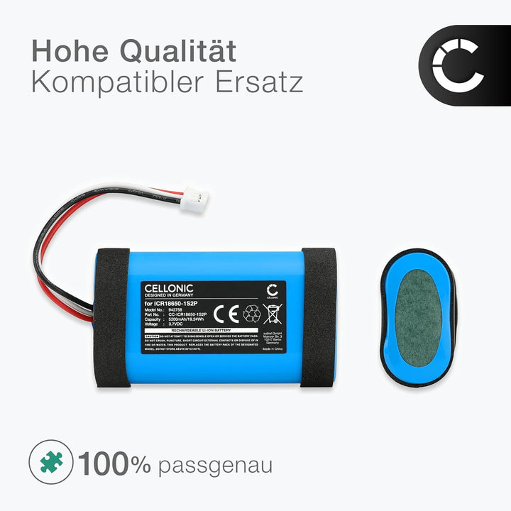 CELLONIC, Lautsprecherakku kompatibel mit Philips BT6000 (5200mAh, 3.7V) Ersatzakku ICR18650-1S2P