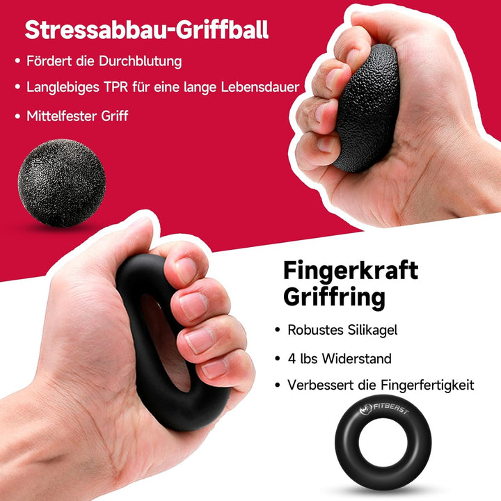 FitBeast Handtrainer Trainingsset (5-teilig), 2 Unterarmgriff Einstellbare Widerstand Handgreifer, F