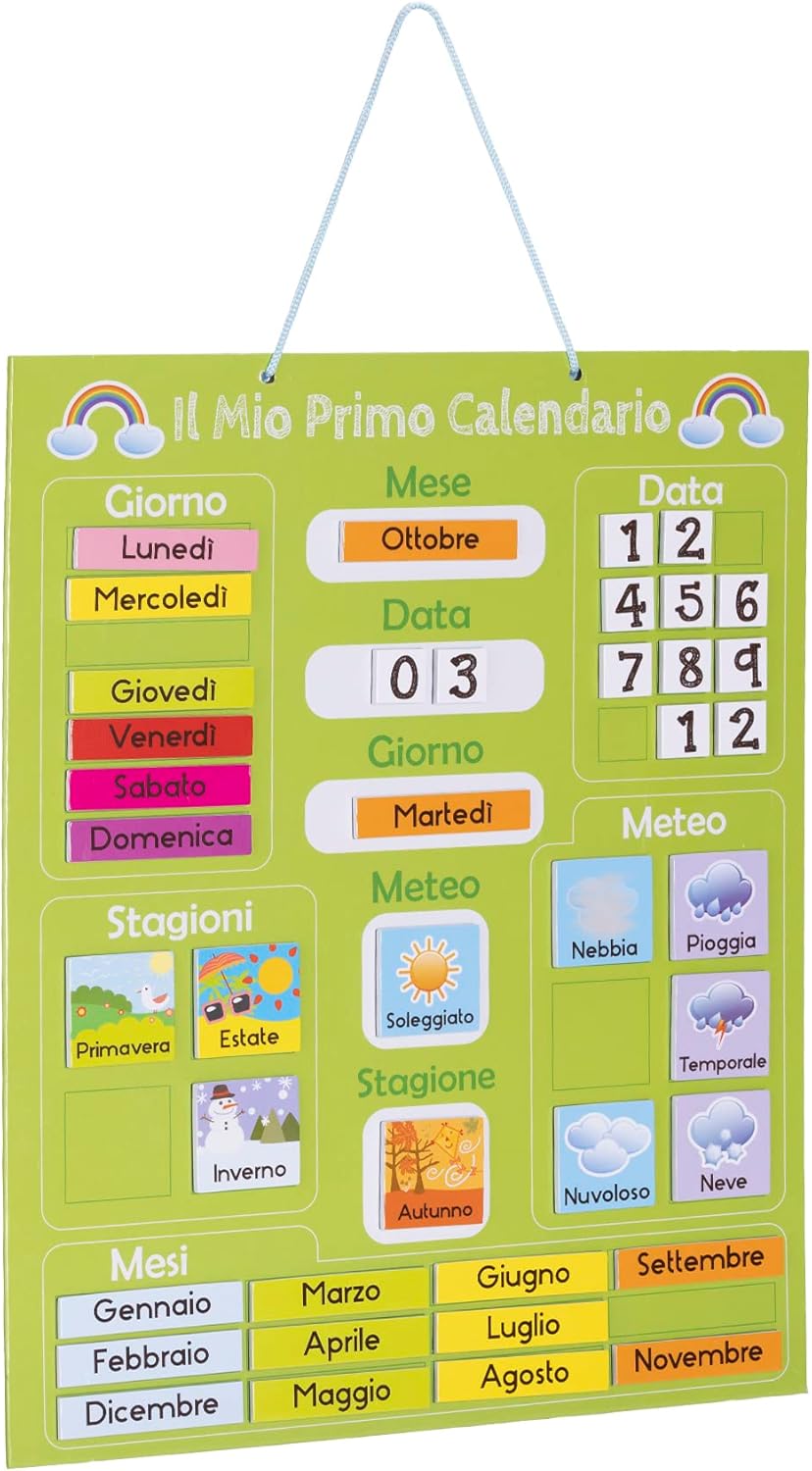 Navaris Kalender Tafel für Kinder - Lerntafel Jahreszeiten Uhr - Magnet Spiel Lernuhr - Kinderkalend