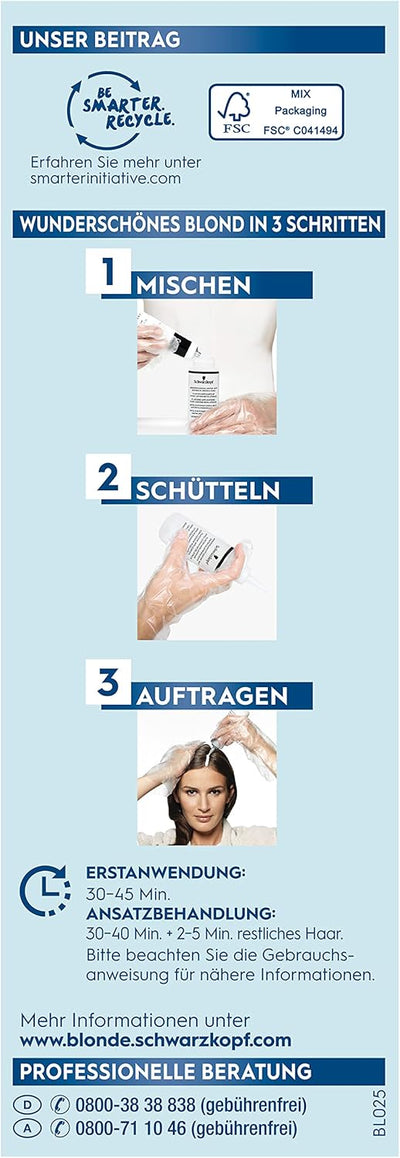 Schwarzkopf Blonde Aufhellende Farbe 10.25 Helles Erdbeerblond (3 x 142 ml), Haarfärbemittel für Öl-
