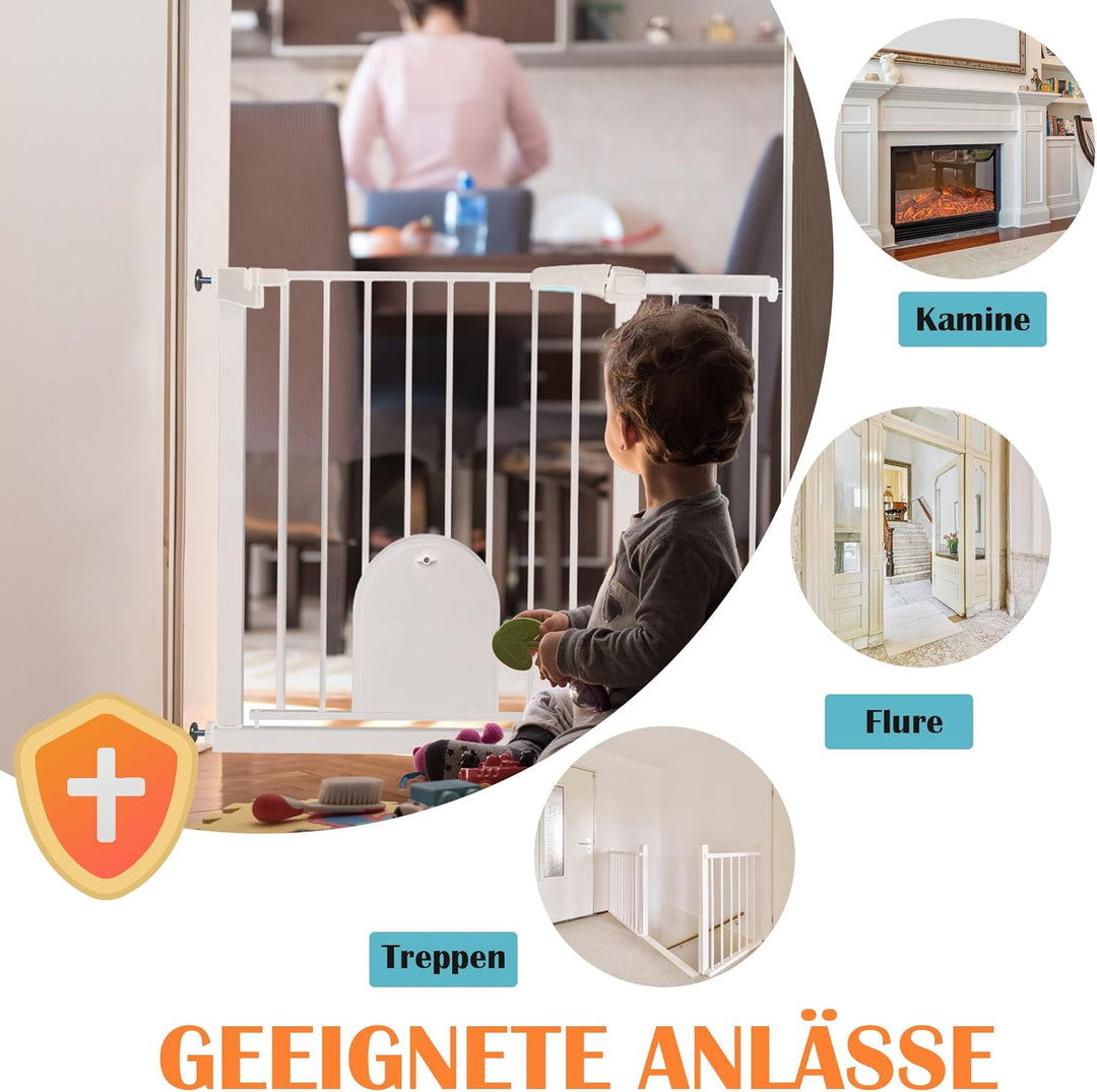Aufun Treppenschutzgitter Türschutzgitter Kinder ohne Bohren, für 95-105 cm breit, Türgitter mit Dru