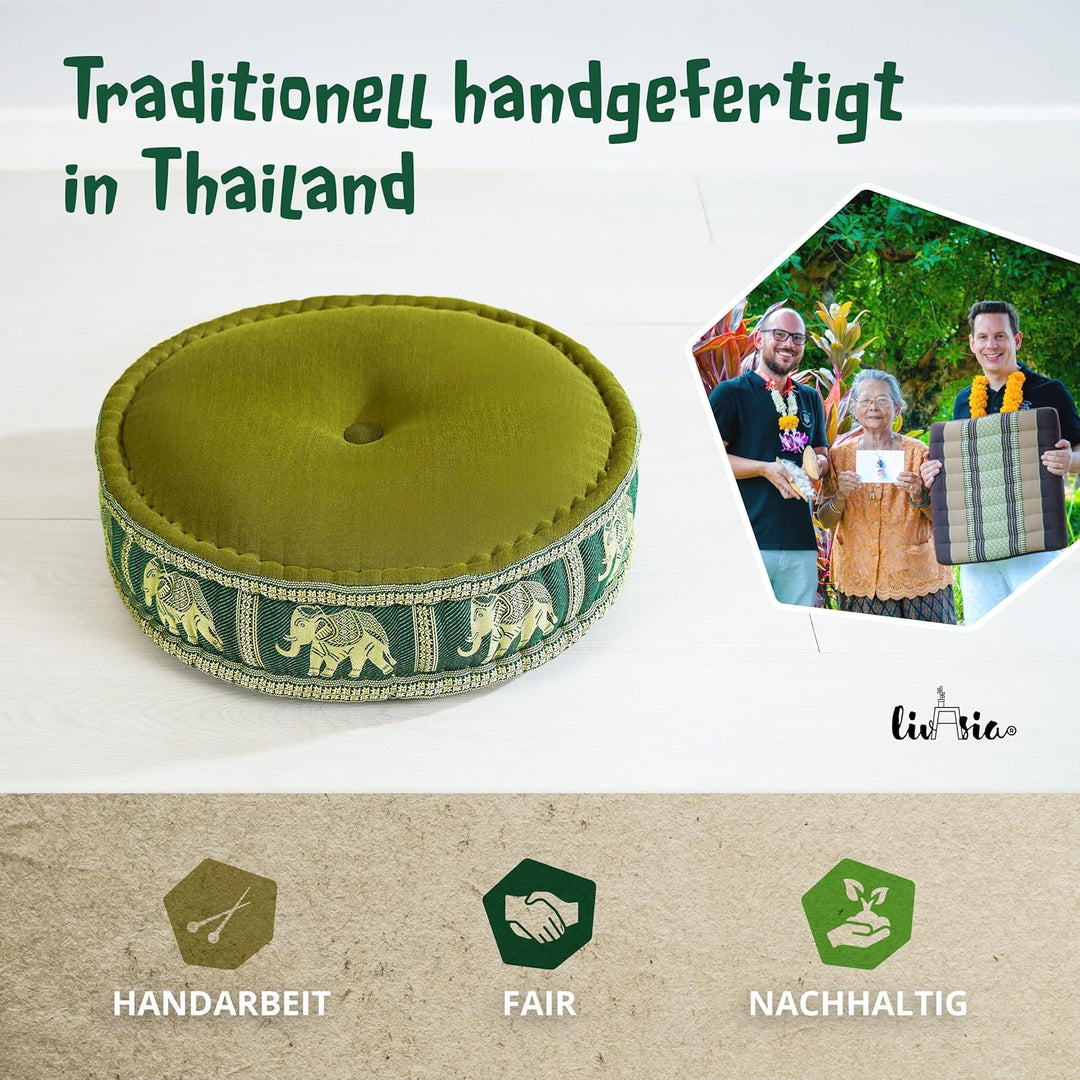 livasia Meditationskissen mit Thaiseide, Yogakissen mit Kapok, Pouf, Bodenkissen für Yoga und Zen Me