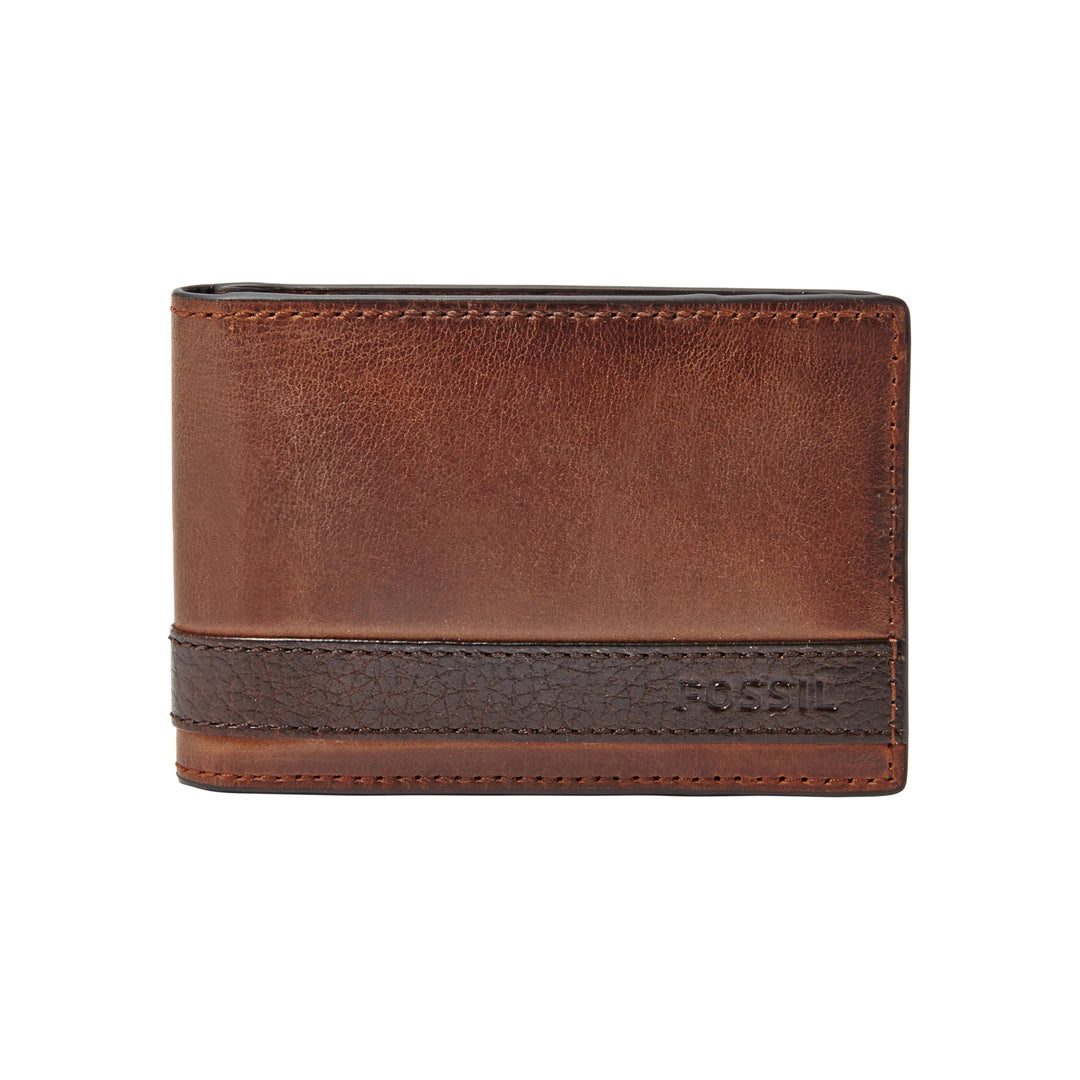 Fossil Herren Quinn Leder Trifold Geldbörse 8,5 cm L x 2 cm B x 10 cm H Braun, Braun