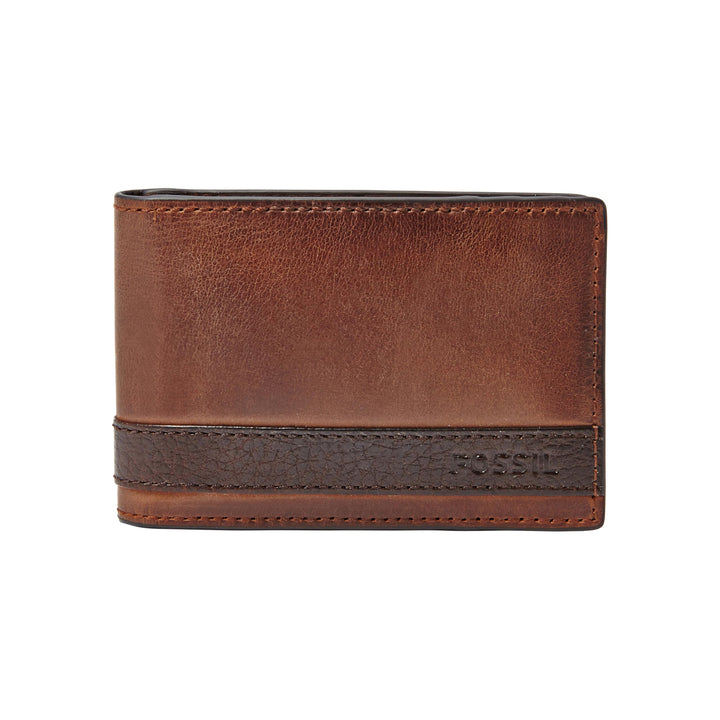 Fossil Herren Quinn Leder Trifold Geldbörse 8,5 cm L x 2 cm B x 10 cm H Braun, Braun