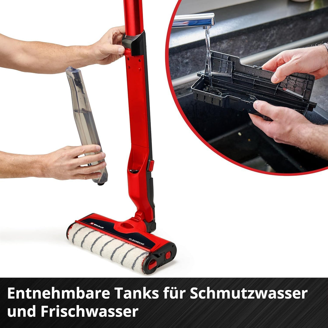 Einhell Akku-Hartbodenreiniger CLEANEXXO Power X-Change (18 V, 290 mm Bürstenwalze, BOOST-Modus, Sel