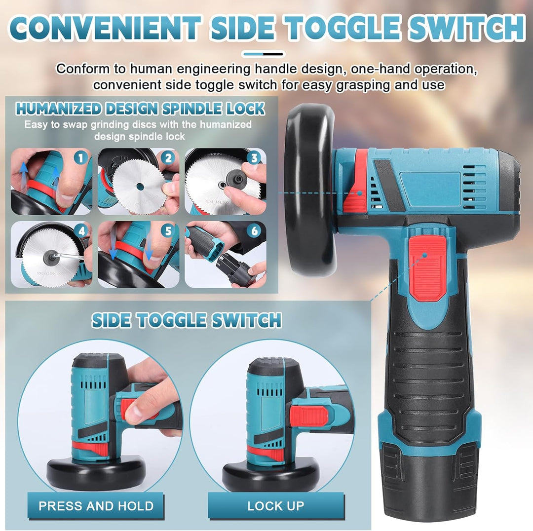 Mini Winkelschleifer, Professional Akku Winkelschleifer Set 12V, Mit 2 Batterien 2000mAh, Trennschle