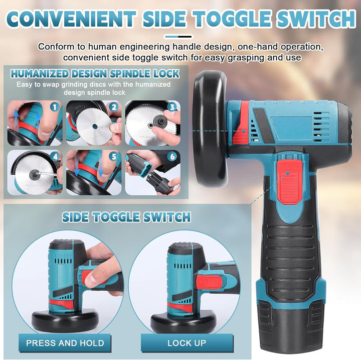 Mini Winkelschleifer, Professional Akku Winkelschleifer Set 12V, Mit 2 Batterien 2000mAh, Trennschle