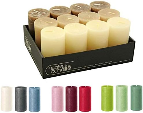 Rustikale Stumpenkerzen – 12 Stück - Wachskerzen/Rustickerzen/Adventskerzen Weihnachten (Nature Colo