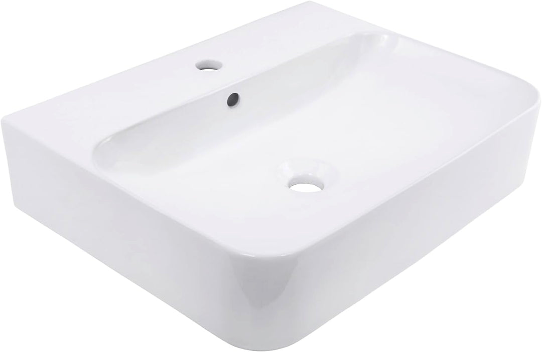 Schöner Wohnen Kollektion Waschbecken Dara 60,5 x 47 cm, Keramikwaschbecken Bad, Aufsatz- oder Wand-