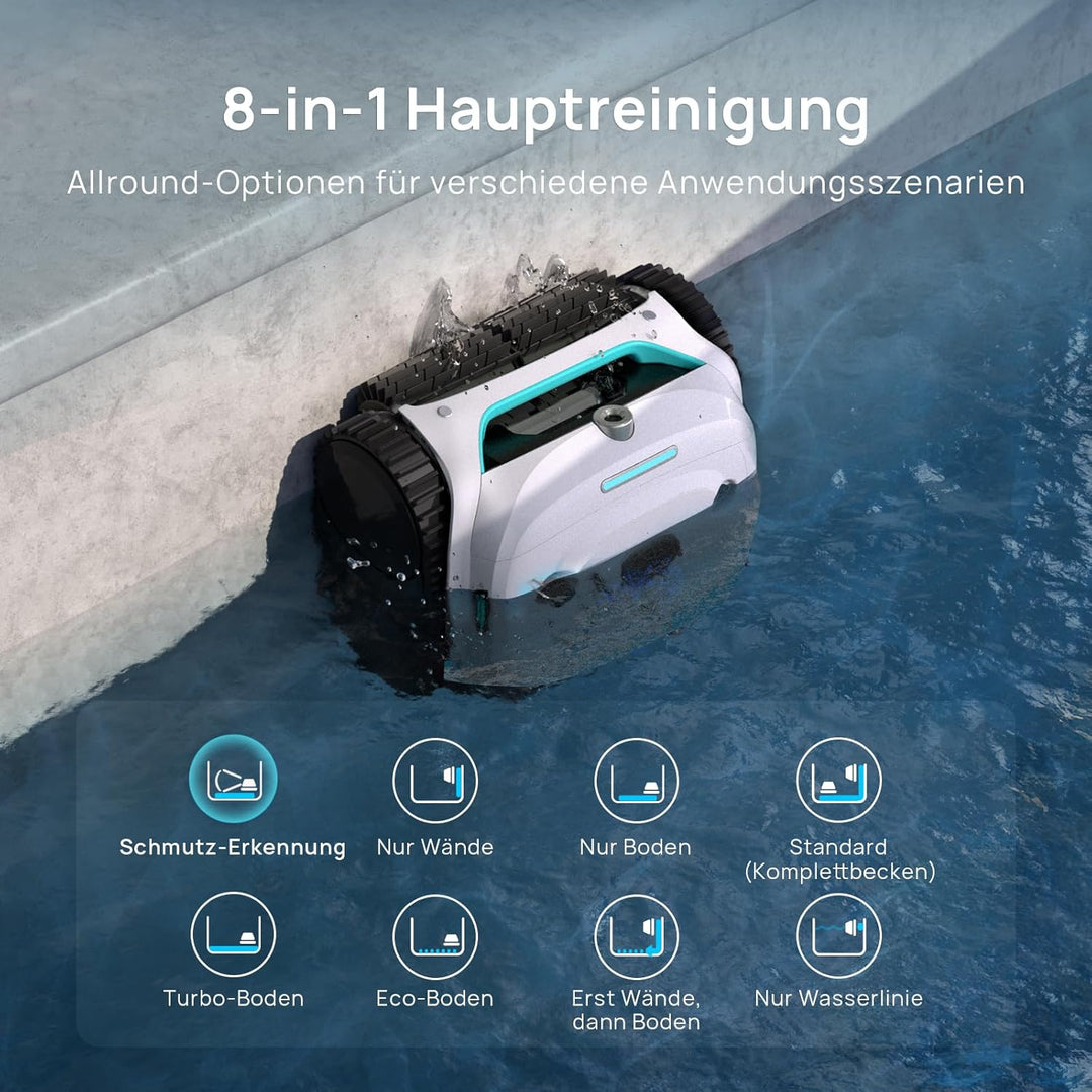 (Neues Modell) WYBOT C2 Vision-A Kabelloser Poolroboter Akku mit KI-Kamera, 8 Modi, starker Saugkraf