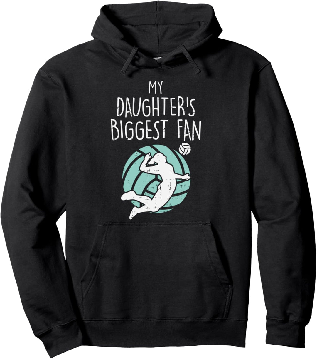 My Daughters Biggest Fan Volleyball Family Mom Dad Men Women Pullover Hoodie