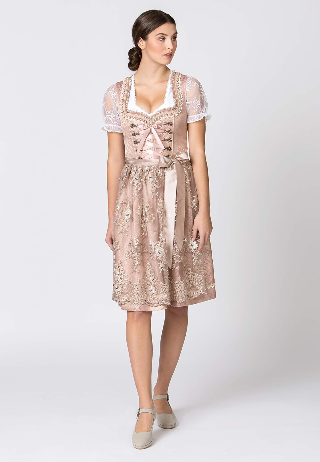 Stockerpoint Damen Lilou Midi Dirndl 40 Altrosa, 40 Altrosa