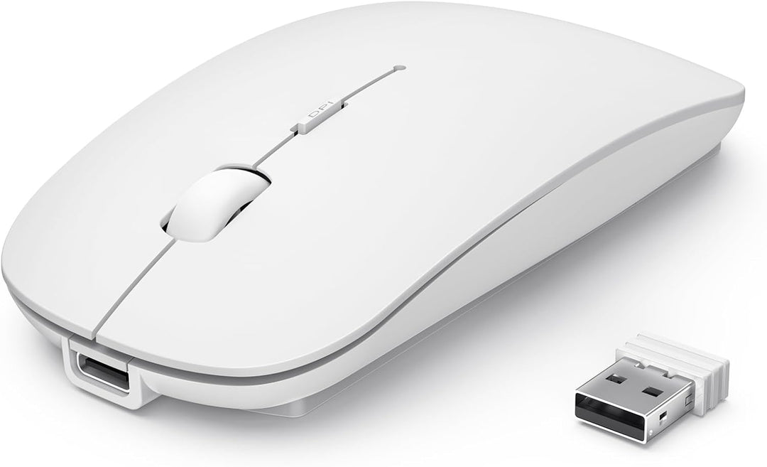 TECKNET Bluetooth Maus, Kabellose Maus mit 4800/3200/2400/1600/1200/800 einstellbare DPI, 2.4G USB F