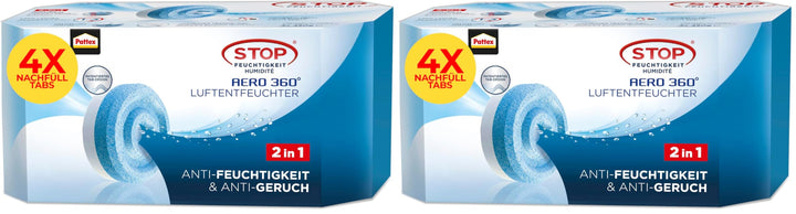 Pattex AERO 360° Neutral Tabs Nachfüllpack (4er-Pack), reduzieren Feuchtigkeit und schlechte Gerüche
